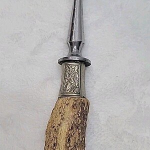Cuchillo tenedor y afilador de ciervo tallado vintage Hubertus Solingen Alemania imagen 7