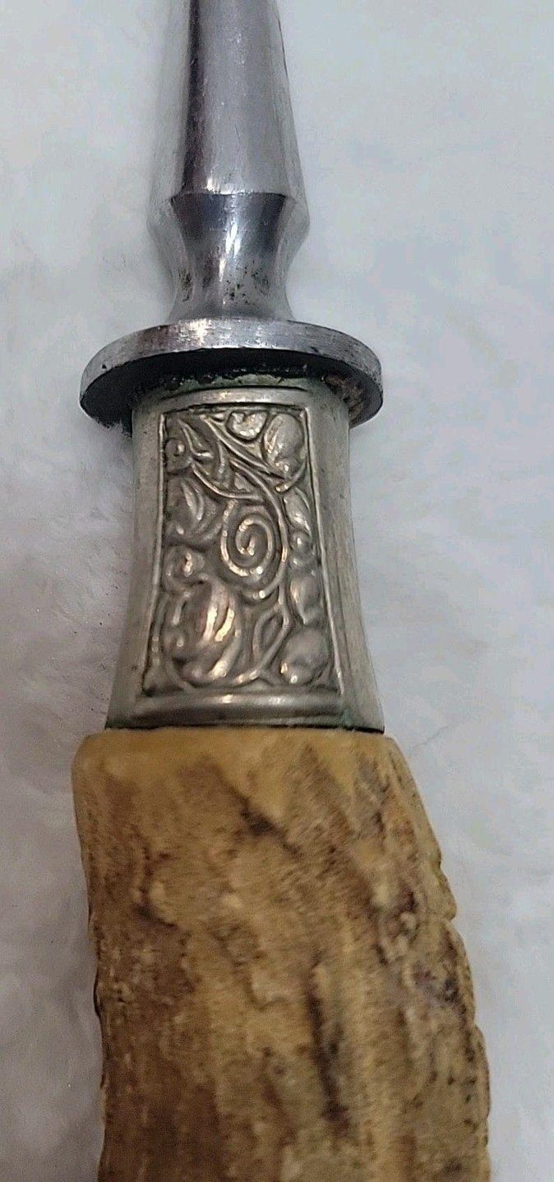 Cuchillo tenedor y afilador de ciervo tallado vintage Hubertus Solingen Alemania imagen 8