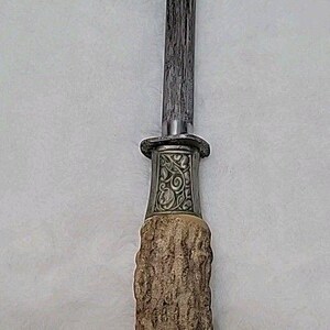 Cuchillo tenedor y afilador de ciervo tallado vintage Hubertus Solingen Alemania imagen 14