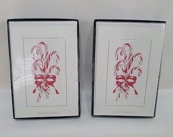 Crane & Co. Engraved Holiday Cards - Candy Canes - NOS - 18 TotalKN30175V