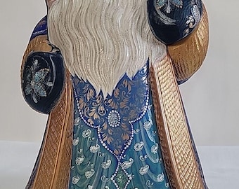 14" Signed S.N. Valoev Russian Santa 1984 Bogorodskoye Wood Carved Figurine
