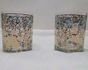 Copas de unicornio vintage de Cera: artículos de bar con tapiz flamenco, oro de 22 quilates