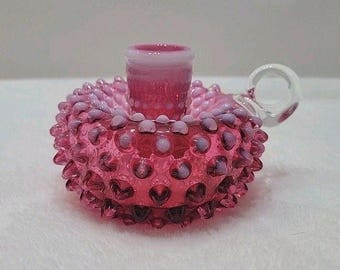 VTG FENTON Candelabro redondo de cristal opalescente con forma de arándano para San Valentín