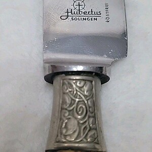 Cuchillo tenedor y afilador de ciervo tallado vintage Hubertus Solingen Alemania imagen 12