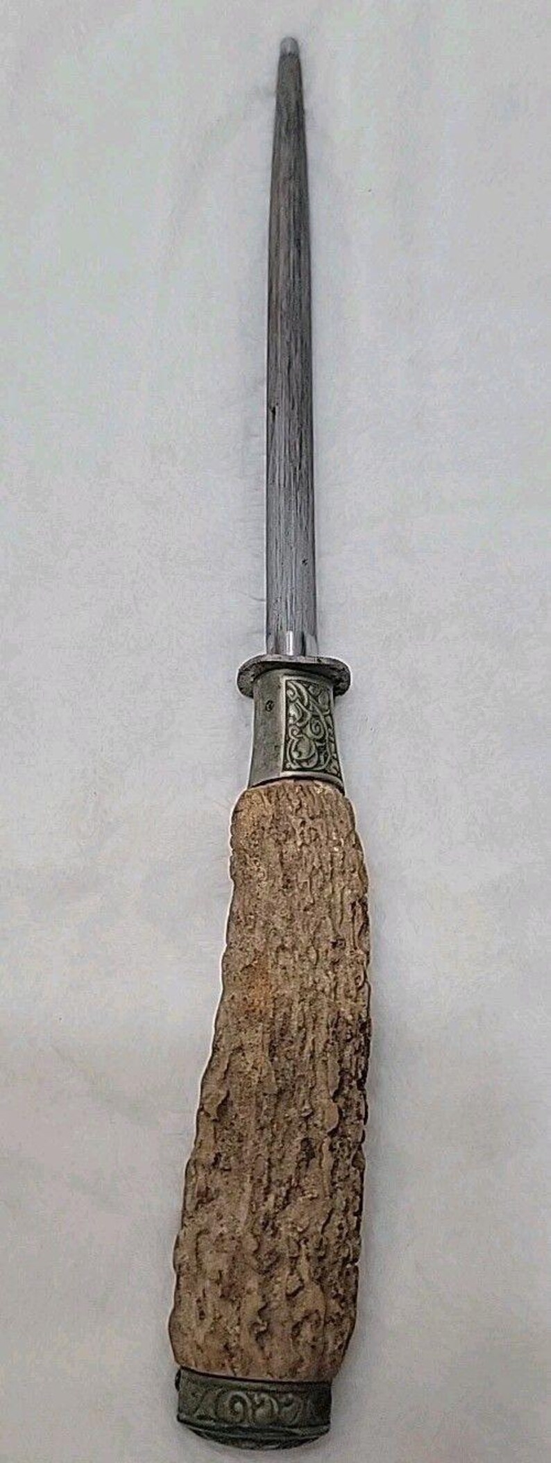 Cuchillo tenedor y afilador de ciervo tallado vintage Hubertus Solingen Alemania imagen 13