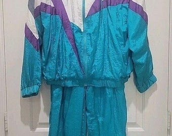 VTG Givenchy Activewear Tracksuit Set Men's XL NWT 90s Colorblock Teal Windbreak