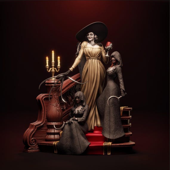 lady dimitrescu figure no dress And Daughters Diorama: Resident Evil Resin Figures, Hand Painted Vampire Lady Statue SID-HD27062