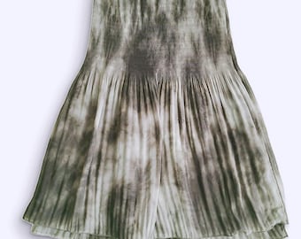 Falda larga plisada con fruncido y estampado tie-dye vintage de Vivian Shyu (Talla S)
