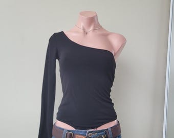 Dynamite Asymmetrische Bodysuit met Eén Schouder en Strakke Uitsnijding, Zwart (XS)