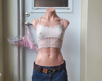 Vintage White Lace Trim Tank Top