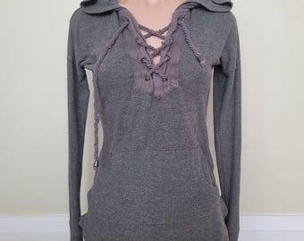 Derek Heart Handmade Grauer Korsett Style Slim Fit Hoodie (L)