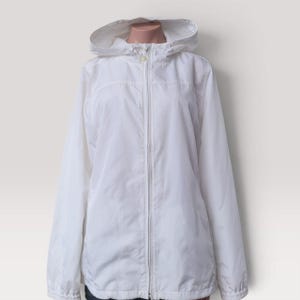Cortavientos con capucha extragrande de Gorpcore blanco puro Reflections (Talla única)