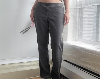 Debbie Denim Elastic Waist Low-Rise Bootcut Pants