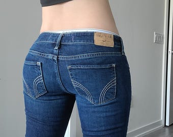 Hollister Super Low-Rise Logo Bootcut Denim Jeans