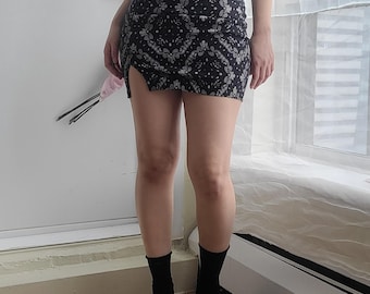 Garage Bandana Print Side Slit Mini Skirt