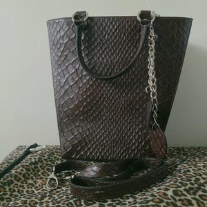 Borse In Pelle Italian Genuine Leather Brown Tote Bag Handbag Heart Charm