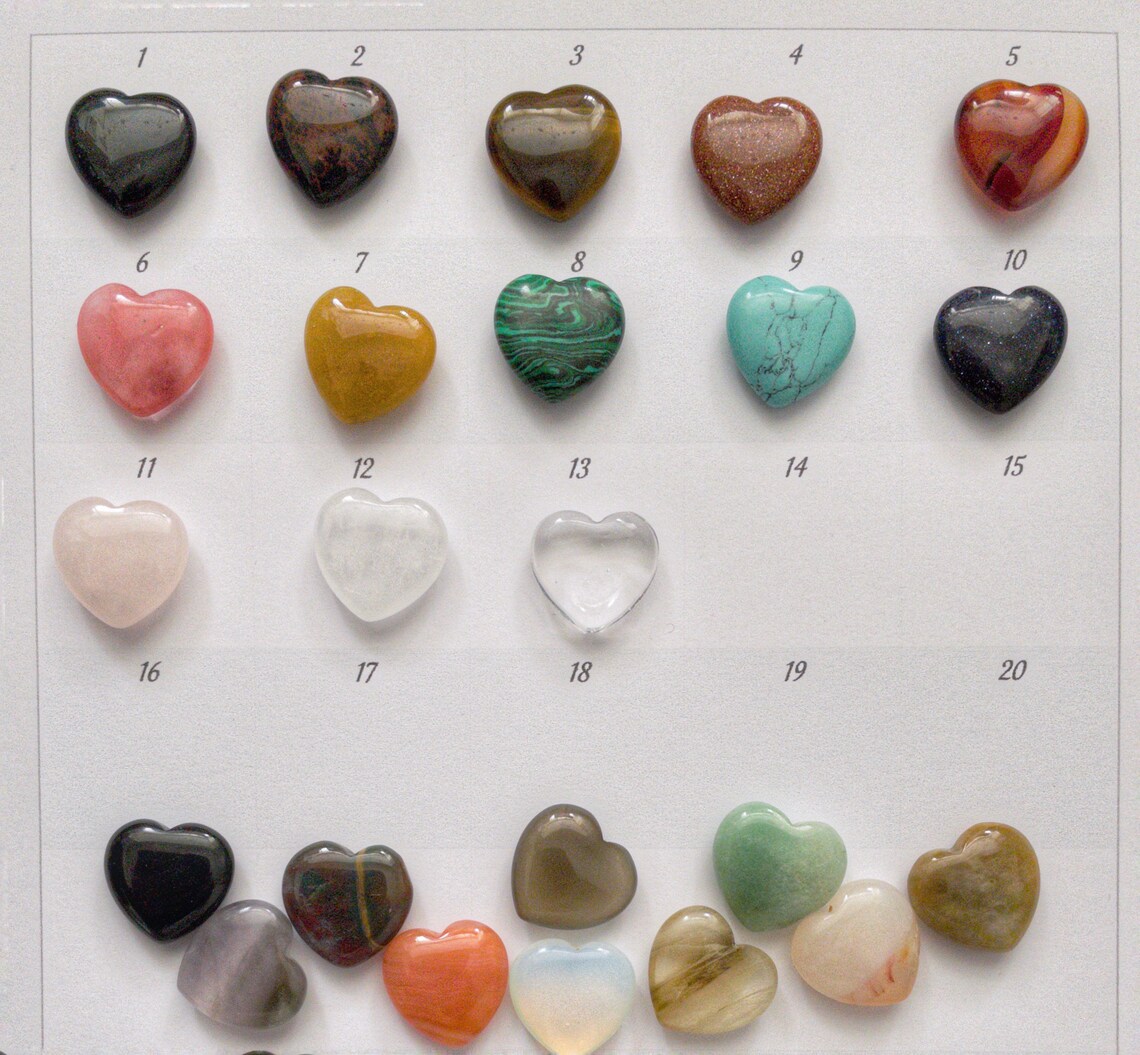 30 Pietre Preziose A Forma Di Cuore - Cristalli Naturali Lucidati Per Meditazione E Decorazione