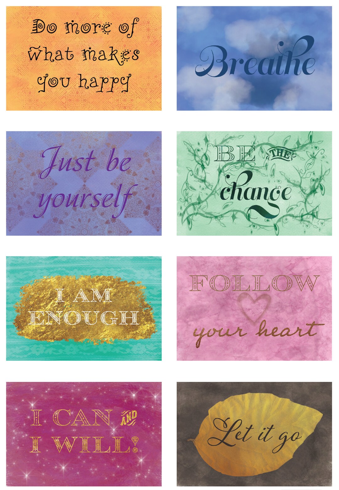 Printable Inspirational Quote Cards digital Download Etsy