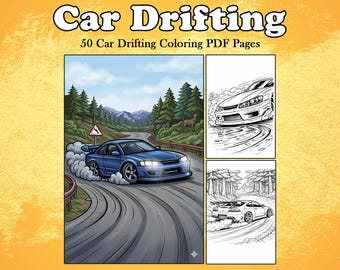 Car Drifting Coloring Book | Drift Cars & Racing Printable | Sports Vehicles Coloring Pages for Kids