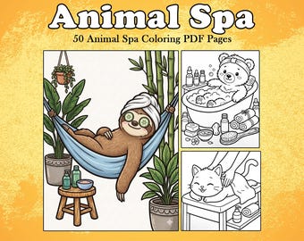 Animal Spa Coloring Book | Relaxing Animals Printable Pages (PDF Download)