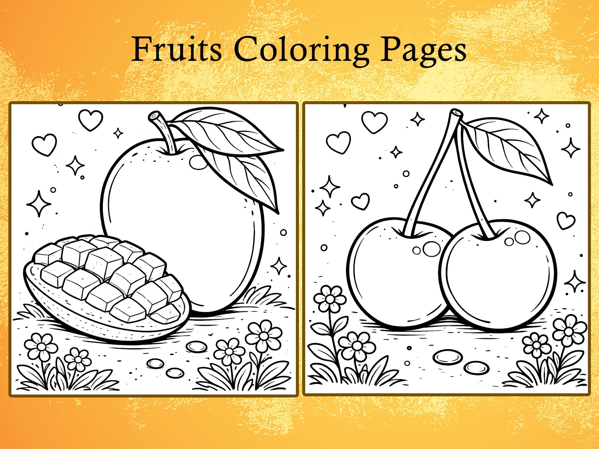 Printable Fruits Coloring Pages for Kids (instant PDF Download) - Etsy