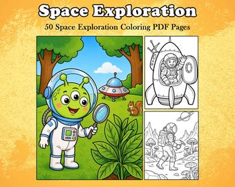 Space Exploration Coloring Book | Planets, Astronauts & Rockets Printable | PDF