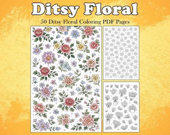 Printable Floral Flower Coloring Pages for Adults (Instant PDF Download)