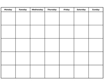 Blank Monthly Calendar Printable | Empty Monthly Calendar Printable | Sunday/Monday Start (Clutter Free PDF Download)