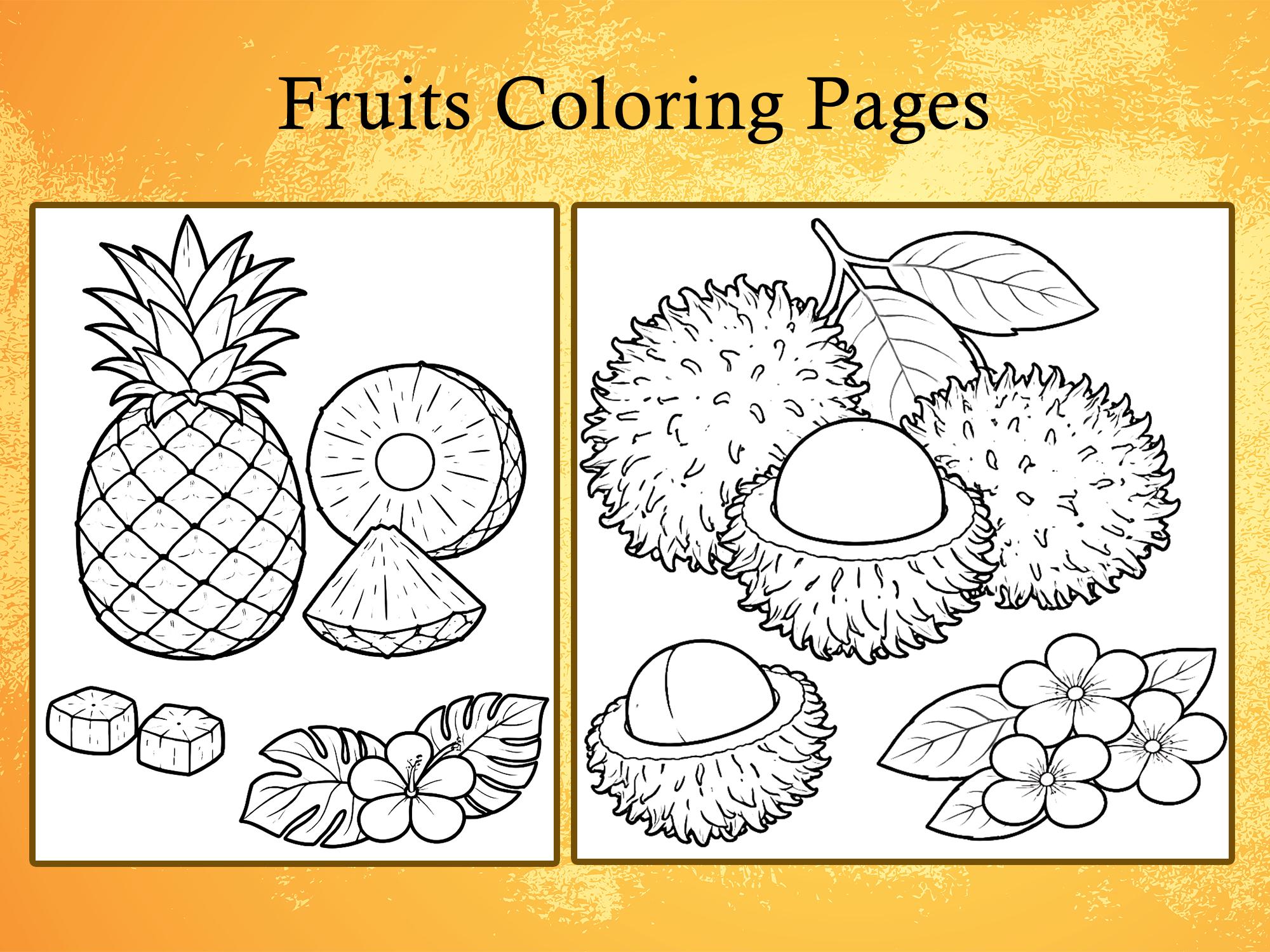 Printable Fruits Coloring Pages for Kids (instant PDF Download) - Etsy