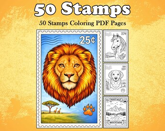 Printable Postage Stamp Coloring Pages (Instant PDF Download)