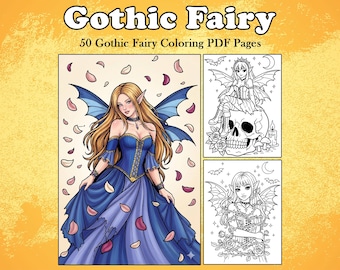 Gothic Fairy Coloring Book | Dark Fantasy Fairy Printable | Mystical Gothic Coloring Pages for Teens