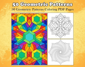 Printable Geometric Pattern Coloring Pages For Adults (Instant PDF Download)