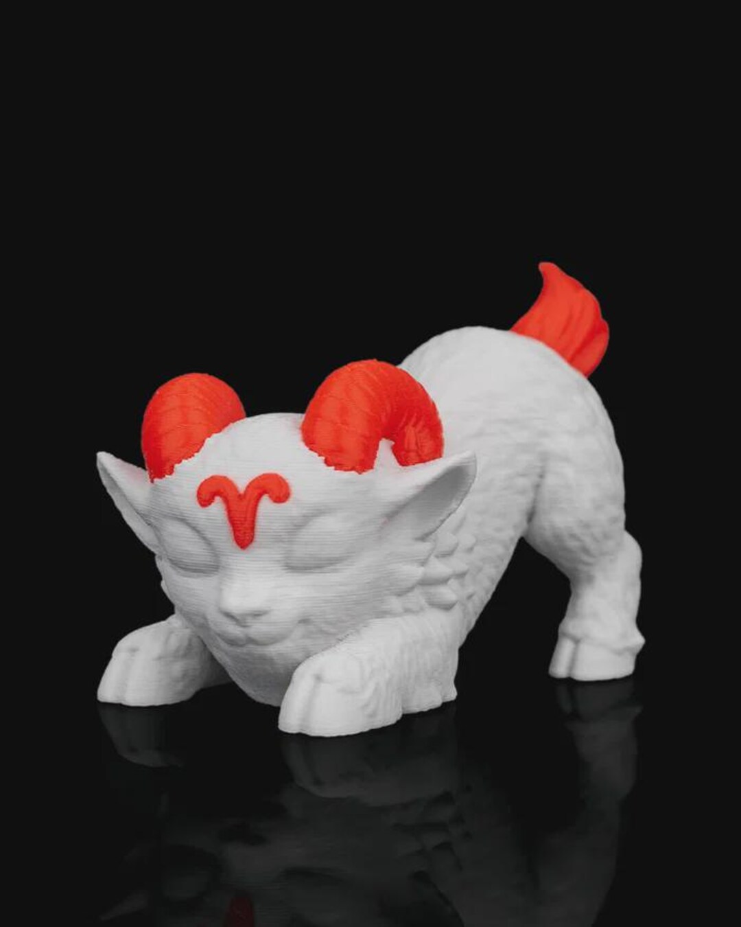 Mini Aries Zodiac Charm, 3D Printed Kawaii Ram Figurine With Red Horns ...