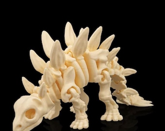 Mini Stegosaurus Skeleton – 3D Printed Articulated Dinosaur Fidget Toy, Flexi Spiked Dino Desk Pet, Cute Jurassic Gift for Kids & Dino Lover
