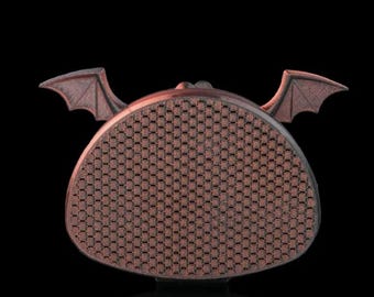 Gothic Bat Wing Crossbody Purse – 3D Printed Black Mesh Bag with Chain Strap, Alt Fashion Shoulder Bag for Festival, Concert, and Halloween.