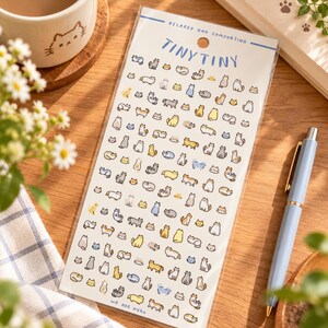 Kawaii Tiny Cat Sticker Sheet from Mind Wave, Japanese Tiny Tiny Cats Stickers for Journaling, Planner, Bullet Journal Deco and Pen Pal Mail