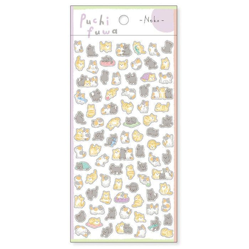 Cat Stickers Japanese Kawaii, Cute Kitten Sticker Sheet, Puchi Fuwa Neko Planner Stickers, Journal Decoration, Cat Lover Gift Stationery image 2