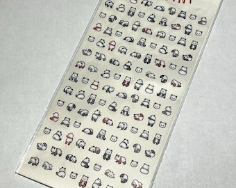 Panda Sticker Sheet, Kawaii Mini sticker, Planner stickers, Bullet Journal Stickers, Japanese Cat Sticker Pack, Filler Stickers for Journals