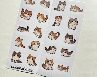 Arkusz naklejek z kotami Kawaii Chubby Cat (2 sztuki), urocze naklejki z pręgowanymi kotkami, naklejki do planera dla kotów, naklejki do dziennika dla kotów, prezent dla miłośnika kotów