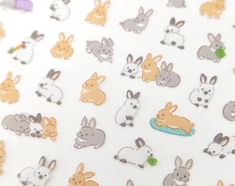 Bunny Rabbit Stickers Japanese Kawaii, Cute Rabbit Sticker Sheet, Puchi Fuwa Usagi Planner Stickers, Journal Decoration, Bunny Lover Gift