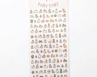 Tiny Bunny Sticker Sheet - Mini Rabbit Stickers, Kawaii Usagi Stickers, Small Bunny Planner Stickers, Laminated Matte