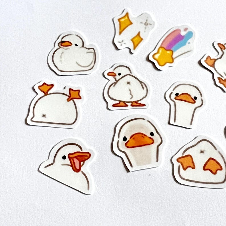 Cute Duck Sticker Pack, Kawaii Duck Planner Stickers, 12 Japanese Chibi ...