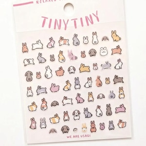 Tiny Bunny Sticker Sheet - Mini Rabbit Stickers, Kawaii Usagi Stickers, Small Bunny Planner Stickers, Laminated Matte image 2