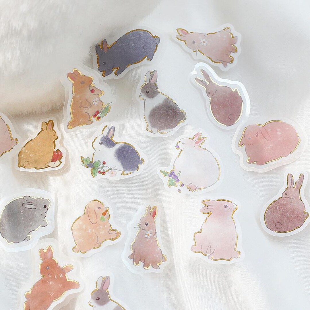 Rabbit Washi Stickers Japanese IPPAI 45pcs, Die Cut Bunny Sticker ...