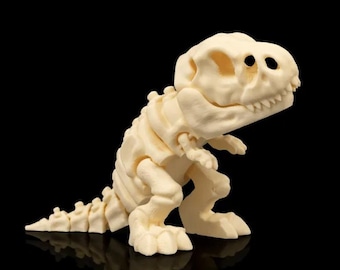 Miniskelet T‑Rex – 3D-geprint gelede dinosaurus fidgetspeelgoed, 4 cm Flexi T‑Rex bureauhuisdier, schattig dinocadeau voor kinderen en dinosaurusliefhebbers