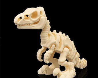 Mini articulated velociraptor 3D print, flexi dinosaur fidget toy, tiny raptor figure, movable dino toy, 3D printed keychain desk toy