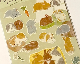Kawaii Napping Bunny Sticker Sheet, Japanese Ohirune Family Rabbit Planner Stickers for Journal, Calendar & Scrapbook, Cute Gift
