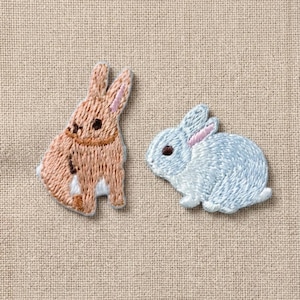 Strykmärken med minikaniner, 3 cm broderade kaniner för kläder, väskor och fickor