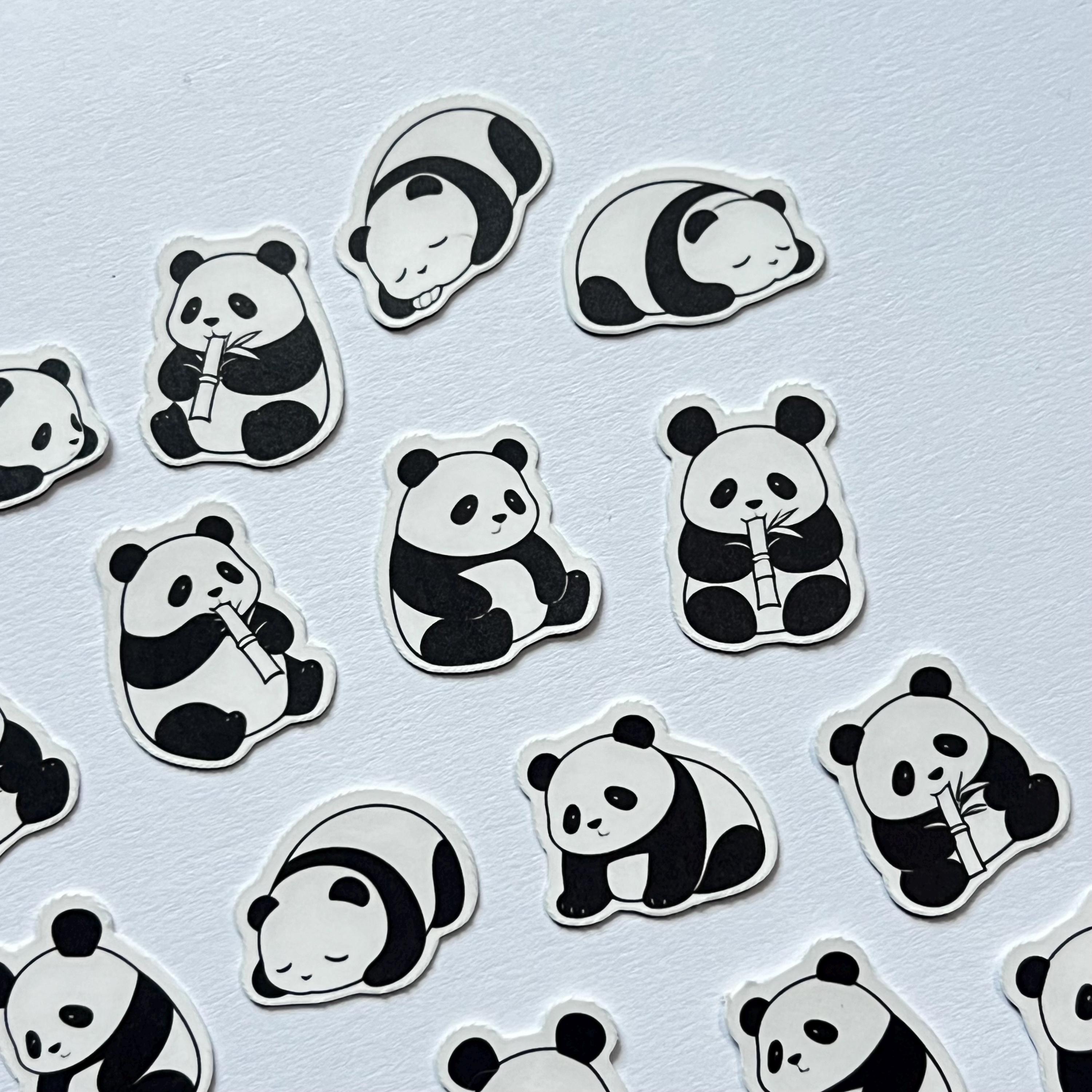 Panda Mini Sticker Panda Sticker Pack - 40 Mini Cute Panda Stickers, Laminated Matte ...
