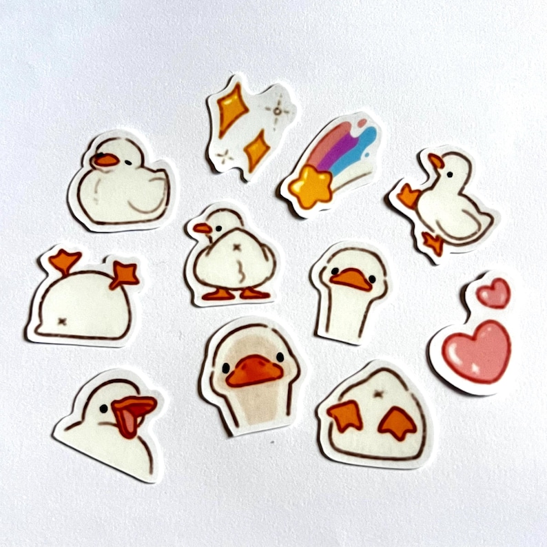 cute-duck-sticker-pack-kawaii-duck-planner-stickers-12-japanese-chibi